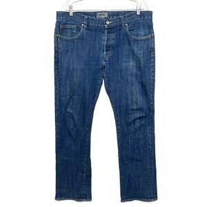 WESC Button Fly Dark Wash Straight Leg Jeans Mens 36x31 Normcore Capsule Casual